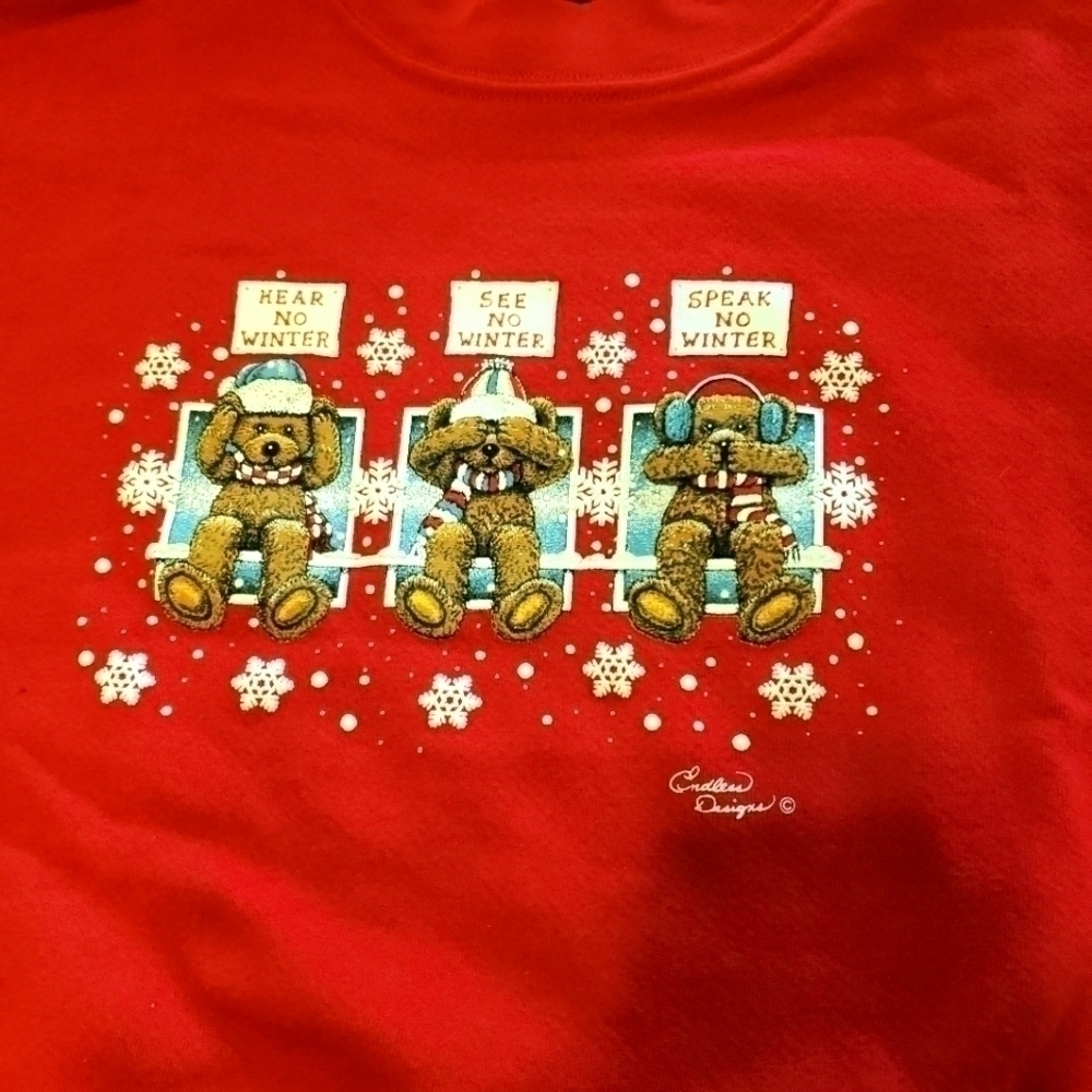 ENDLESS DESIGNS see no Winter Bear Sweatshirt - Red - Size XL - T45